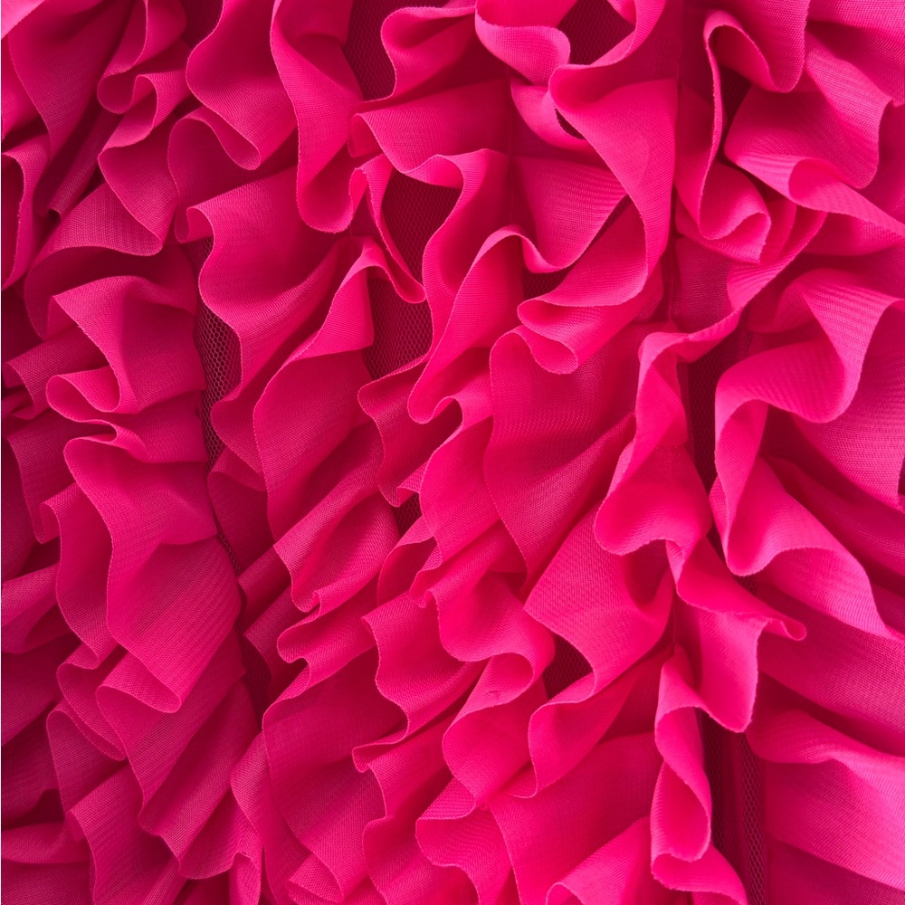 ZARA LIMITED EDITION FUCHSIA RUFFLE COAT KNIT DRESS - Picture 7 of 15